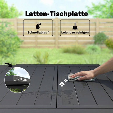 Ausziehbarer Gartentisch, Aluminium, 80-160 cm, für 6 Personen