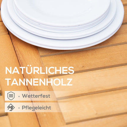 Ausziehbarer, wetterfester Gartentisch aus Fichtenholz, braun