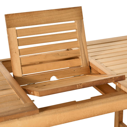 Ausziehbarer, wetterfester Gartentisch aus Fichtenholz, braun