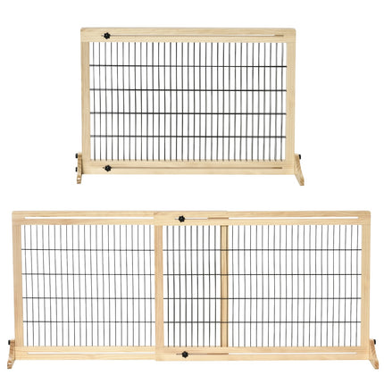 Verstellbares Hundegitter aus Holz für Treppen und Türen, Naturfinish