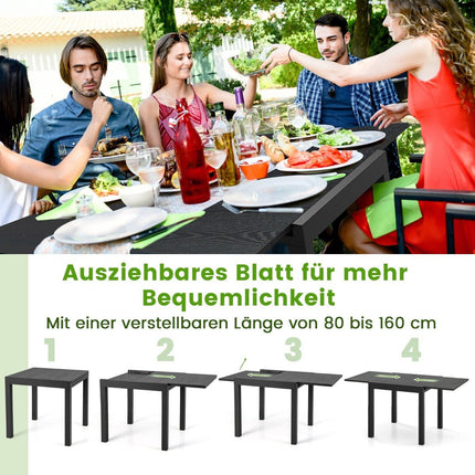 Table de jardin extensible en aluminium Table à manger résistante aux intempéries Table de patio rectangulaire Gris
