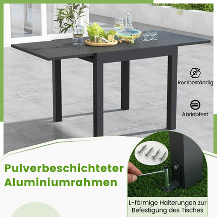 Table de jardin extensible en aluminium Table à manger résistante aux intempéries Table de patio rectangulaire Gris