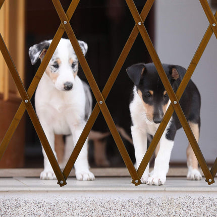 Ausziehbares Hundegitter in Braun