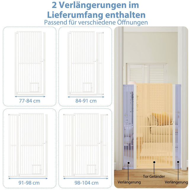 Barrière pour animaux extra haute, en métal, largeur 77-104 cm, hauteur 150 cm