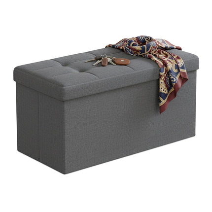 Banc de rangement rembourré en tissu - Pliable, deux places