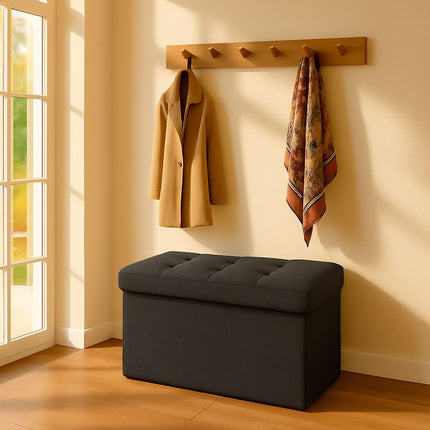 Banc de rangement rembourré en tissu - Pliable, deux places