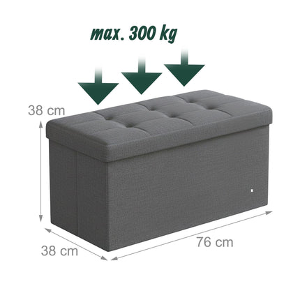 Banc de rangement rembourré en tissu - Pliable, deux places
