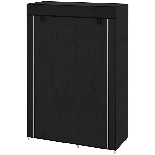 Stofffaltkleiderschrank, 6 Fächer, schwarz, 103x43x162,5 cm