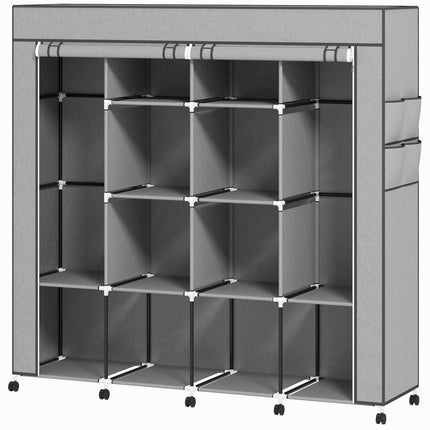 Armoire en tissu avec 2 tringles, 10 étagères, grise