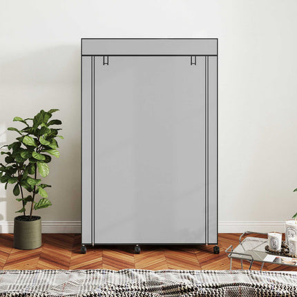 Armoire en tissu avec 6 étagères et tringle, gris clair