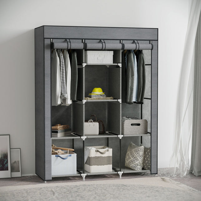 Armoire en tissu, armoire avec tringles à vêtements, 8 niveaux, armoire pliante, armoire pliable pour chambre à coucher, couloir, tissu non tissé, gris foncé, 125 x 43 x 162,5 cm Aosom