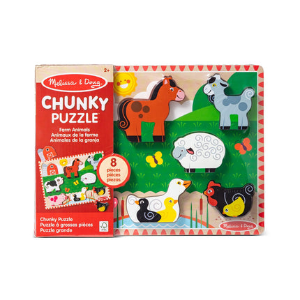 Puzzle Ferme Chunky pour tout-petits, jeu éducatif, 8 pièces