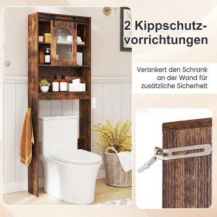 Landhaus-Toilettenschrank, rustikales Braun, 170 cm