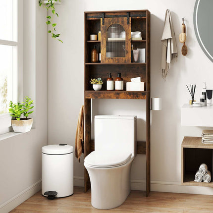 Landhaus-Toilettenschrank, rustikales Braun, 170 cm
