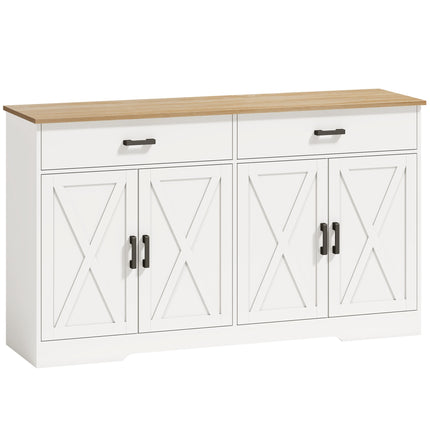 Bauernhof-Sideboard, 140 cm, 2 Schubladen, Weiß