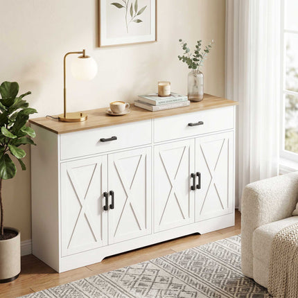 Bauernhof-Sideboard, 140 cm, 2 Schubladen, Weiß