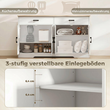 Bauernhof-Sideboard, 140 cm, 2 Schubladen, Weiß