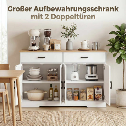 Bauernhof-Sideboard, 140 cm, 2 Schubladen, Weiß