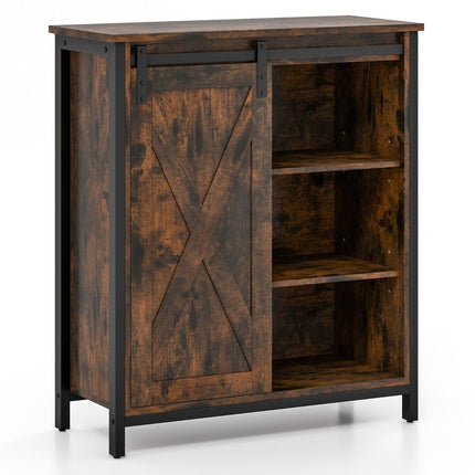 Buffet rustique d'armoire de cuisine de style ferme avec porte coulissante et étagères réglables