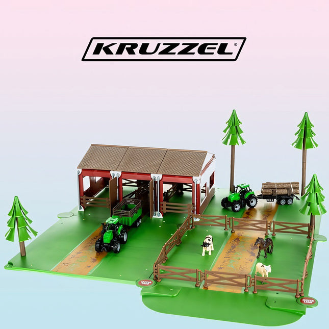 Ferme avec animaux + 2 voitures de ferme 22404