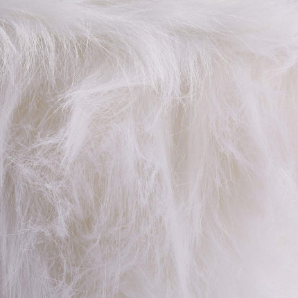 Tabouret en fausse fourrure blanc-doré