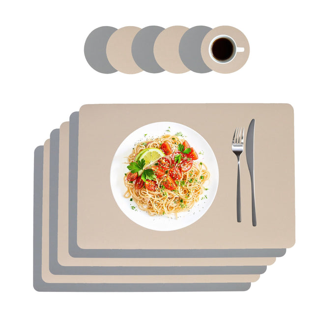 Platzsets & Untersetzer Set aus Kunstleder, beidseitig verwendbar, 6er-Pack