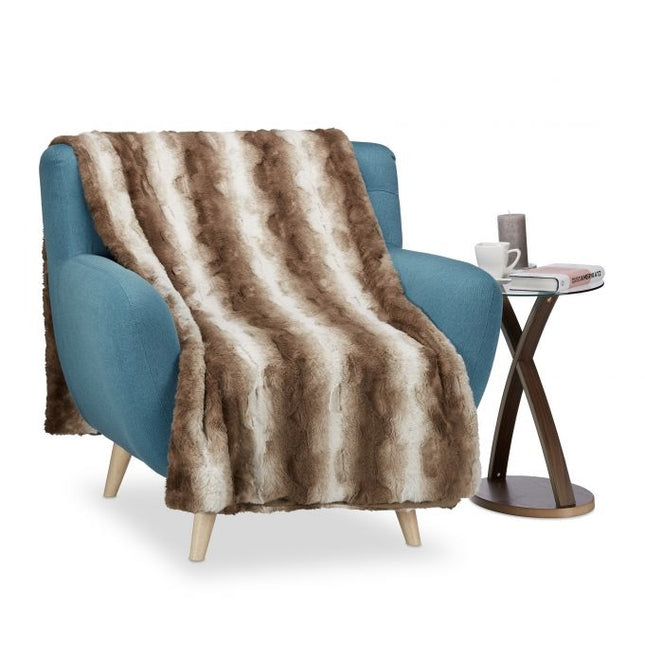 Couverture en fausse fourrure marron