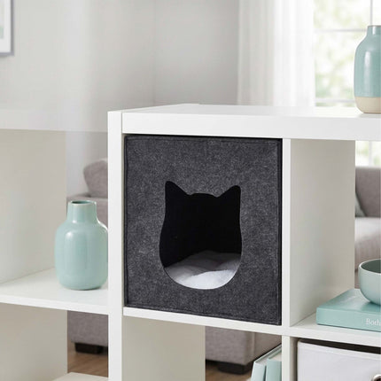 Cube-niche pliable en feutrine pour chat - Coussin inclus