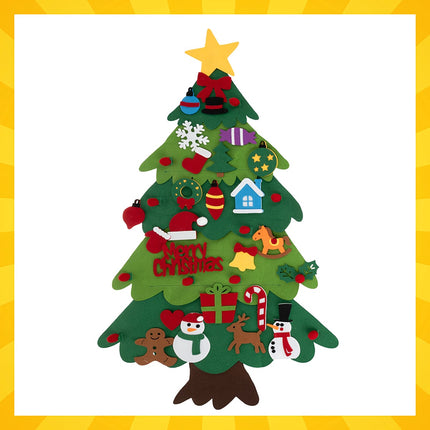 Filz-Weihnachtsbaum mit LED-Lichtern, 26 Klett-Ornamente