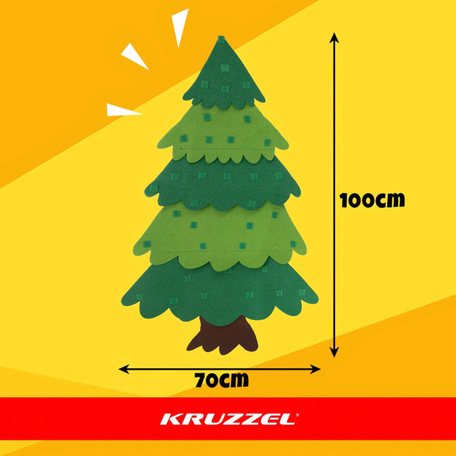 Sapin de Noël en feutrine avec lumières LED et 26 décorations à scratch