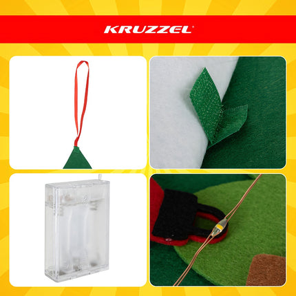 Filz-Weihnachtsbaum mit LED-Lichtern, 26 Klett-Ornamente