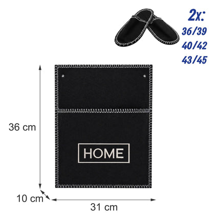 Ensemble de 6 paires de chaussons d'invités en feutre avec sac de rangement