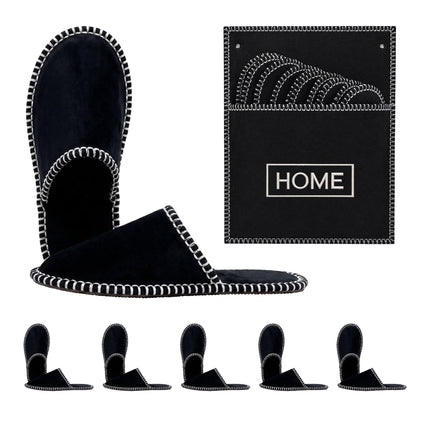 Ensemble de 6 paires de chaussons d'invités en feutre avec sac de rangement