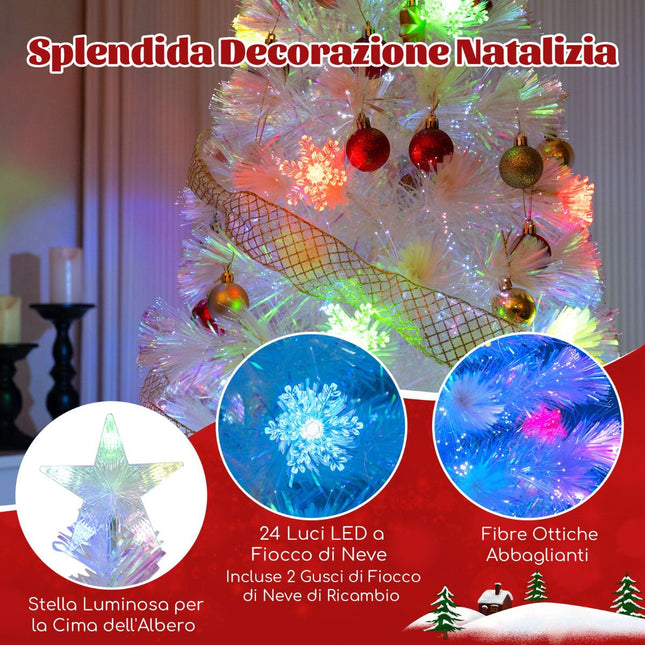 Sapin de Noël en fibre optique 150 cm, 24 LED, cime en forme d'étoile