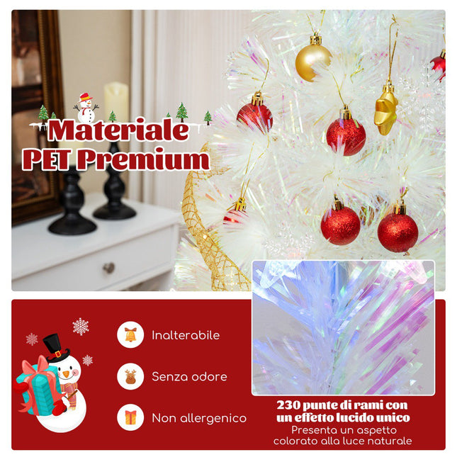 Sapin de Noël en fibre optique 180 cm, flocons de neige LED, étoile