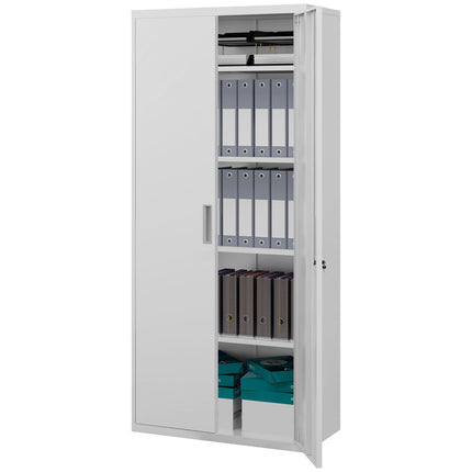 Classeur, armoire de bureau avec 2 portes, armoire polyvalente à 5 niveaux avec étagère réglable, armoire de rangement en acier pour bureau, salon, blanc Aosom