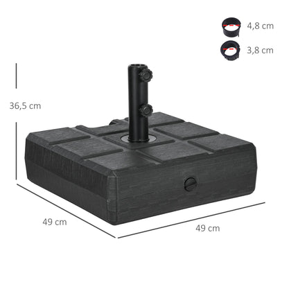 Pied de parasol en plastique remplissable, 30-40 kg, noir