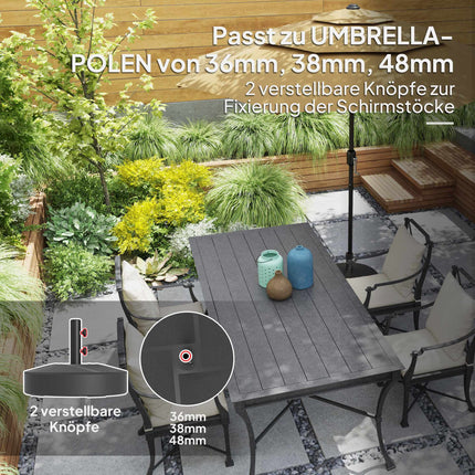 Base de parasol lestable, 30 kg, noire, PEHD, 36/38/48 mm