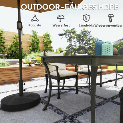 Base de parasol lestable, 30 kg, noire, PEHD, 36/38/48 mm
