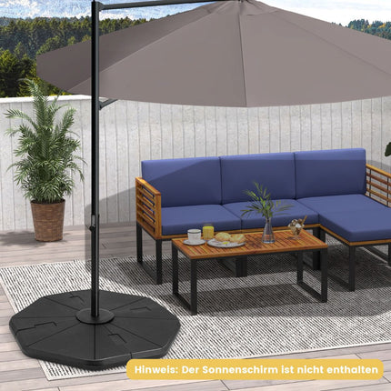 Pied de parasol remplissable, 4 pièces, capacité de 94 kg, noir
