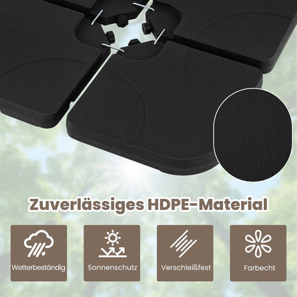 Befüllbarer Schirmfuß, 60L/68kg, Schwarz, 50x50 cm, HDPE
