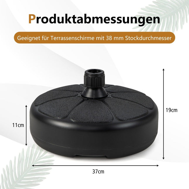 Befüllbarer runder Schirmständer mit 37 cm Durchmesser für maximal 12 kg schwarz