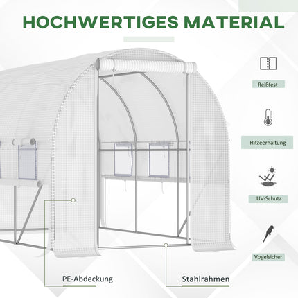 Gewächshaustunnel 2.95x2x2M, Rollläden, UV-geschützt