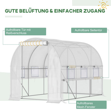 Gewächshaustunnel 2.95x2x2M, Rollläden, UV-geschützt