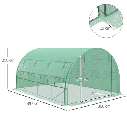Gewächshaus-Folientunnel – begehbar, UV-geschützt, 3,97x3x2M