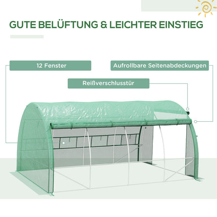 Gewächshaus-Folientunnel – begehbar, UV-geschützt, 3,97x3x2M