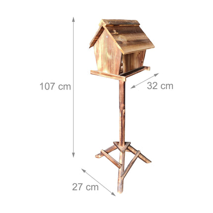 Mangeoire à oiseaux en bois de sapin avec support haut