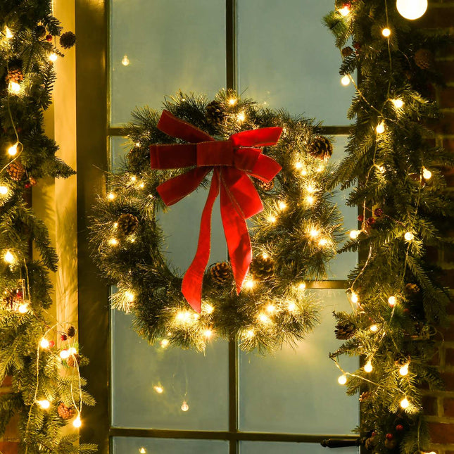 Couronne De Sapin Couronne De Porte Couronne De Noël Dos Avec Oeillet De Suspension Pe Vert Ø60 X 10 Cm