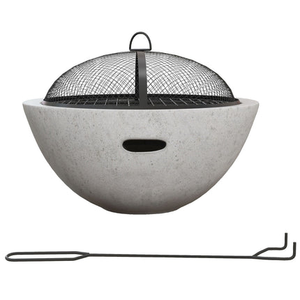 2-in-1-Feuerschale und Grilltisch mit Grillrost, graues Metall