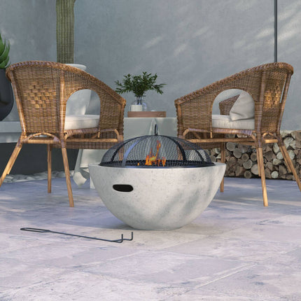 2-in-1-Feuerschale und Grilltisch mit Grillrost, graues Metall
